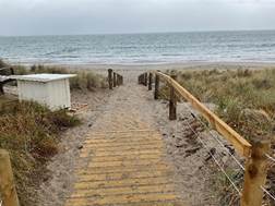 A path leading to a beach

Description automatically generated