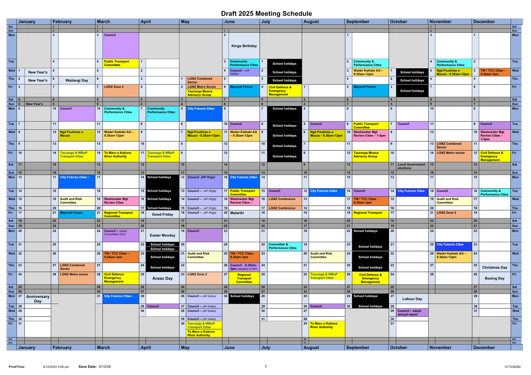 A calendar with many different colored squares

Description automatically generated